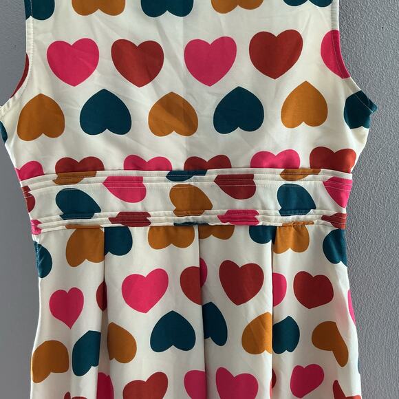 Modcloth Multicolor Pintuck A Line Heart Dress Large Valentine - Picture 6 of 13